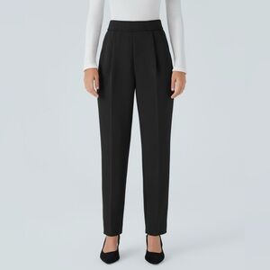 Black high-waisted tapered work pants